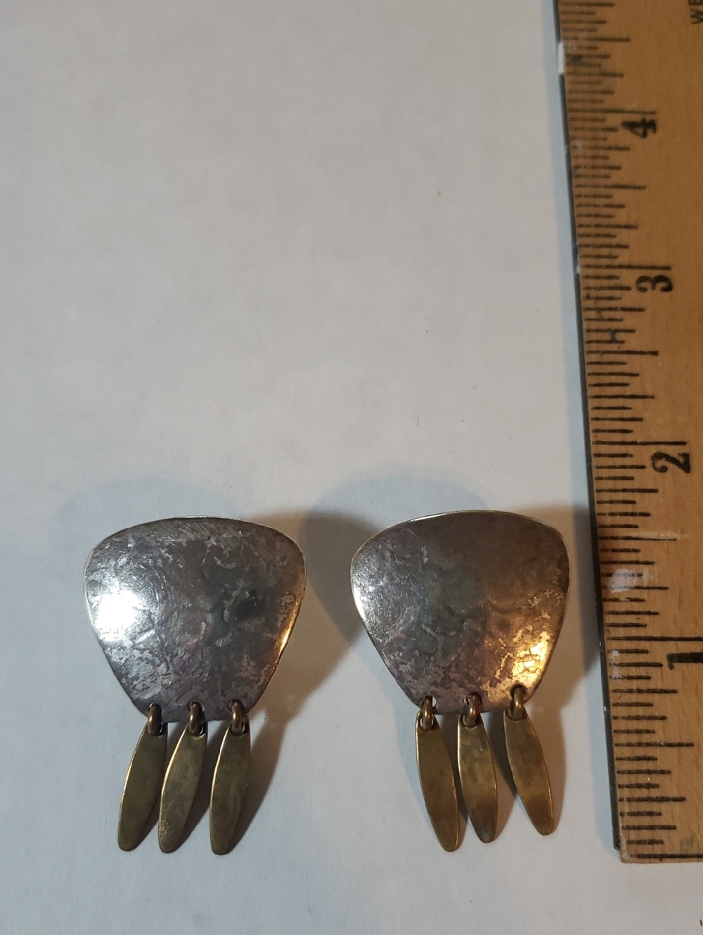 Marjorie Baer San Francisco MB SF Handcrafted Mixed Metal Clip Dangle Earrings